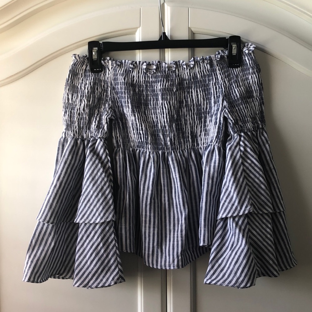 Off-Shoulder Statement Arm Ruffle Top